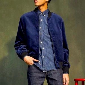 J Crew Ludlow Velvet Navy Bomber Jacket, SM